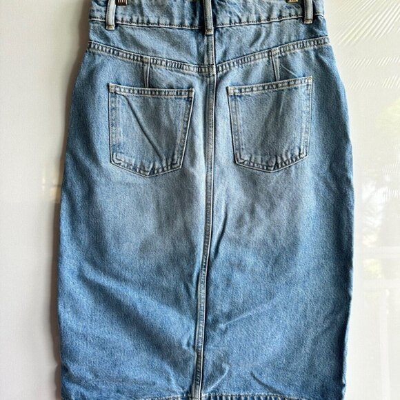 NWT $110 MICHAEL KORS WOMEN'S SKIRT 2 JEAN SKIRT MIDI GOLD BUTTON FRONT - Picture 7 of 7